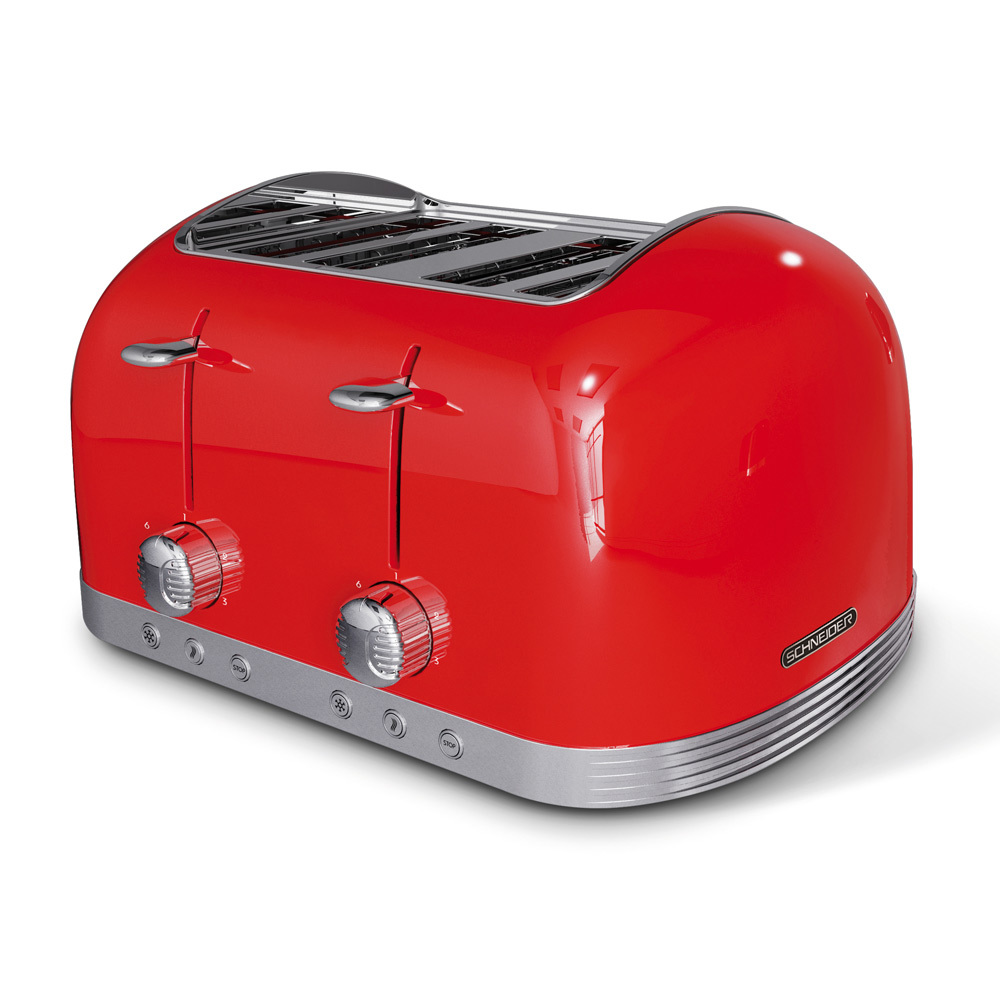 4-Slots retro broodrooster fire red