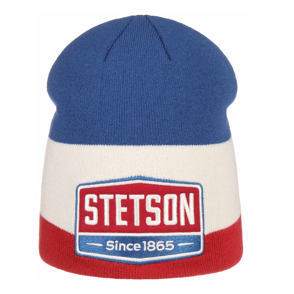 Stetson Retro Beanie Muts Gasoline Rood Blauw