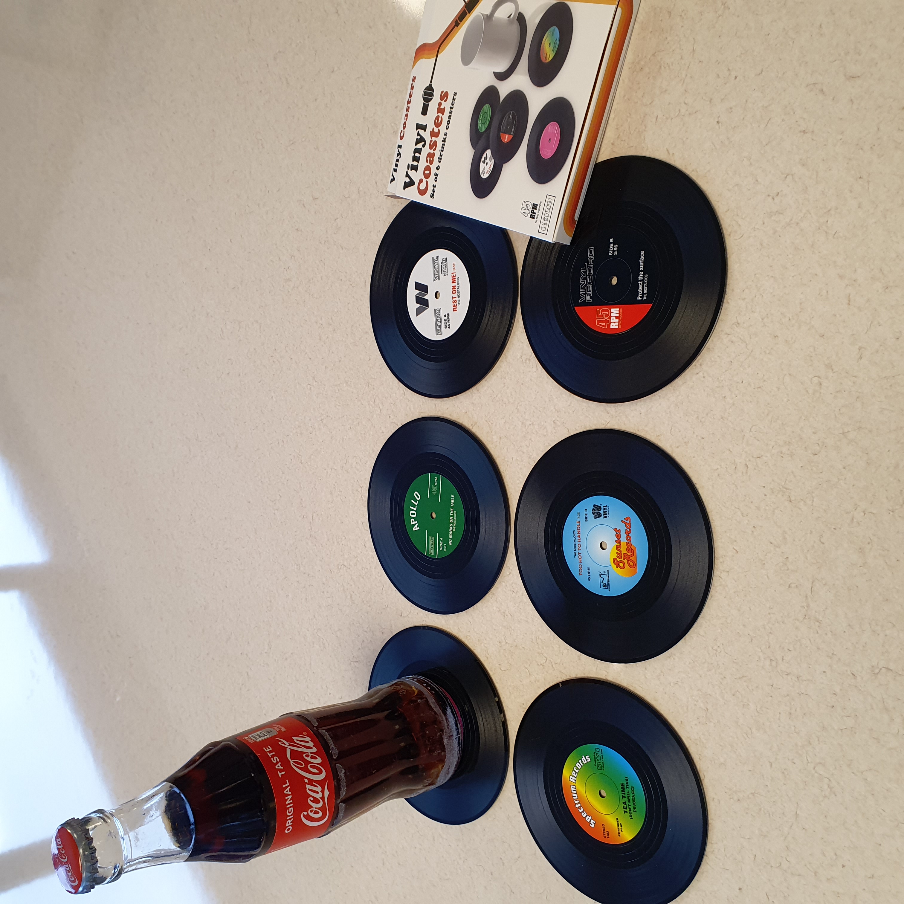 Retro vinyl onderzetters set van 6 Retro vinyl onderzetters set van 6