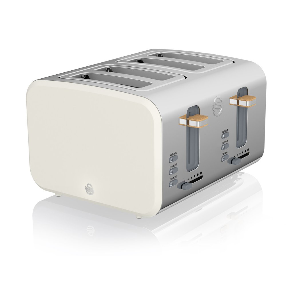 Swan retro 4-slot broodrooster wit