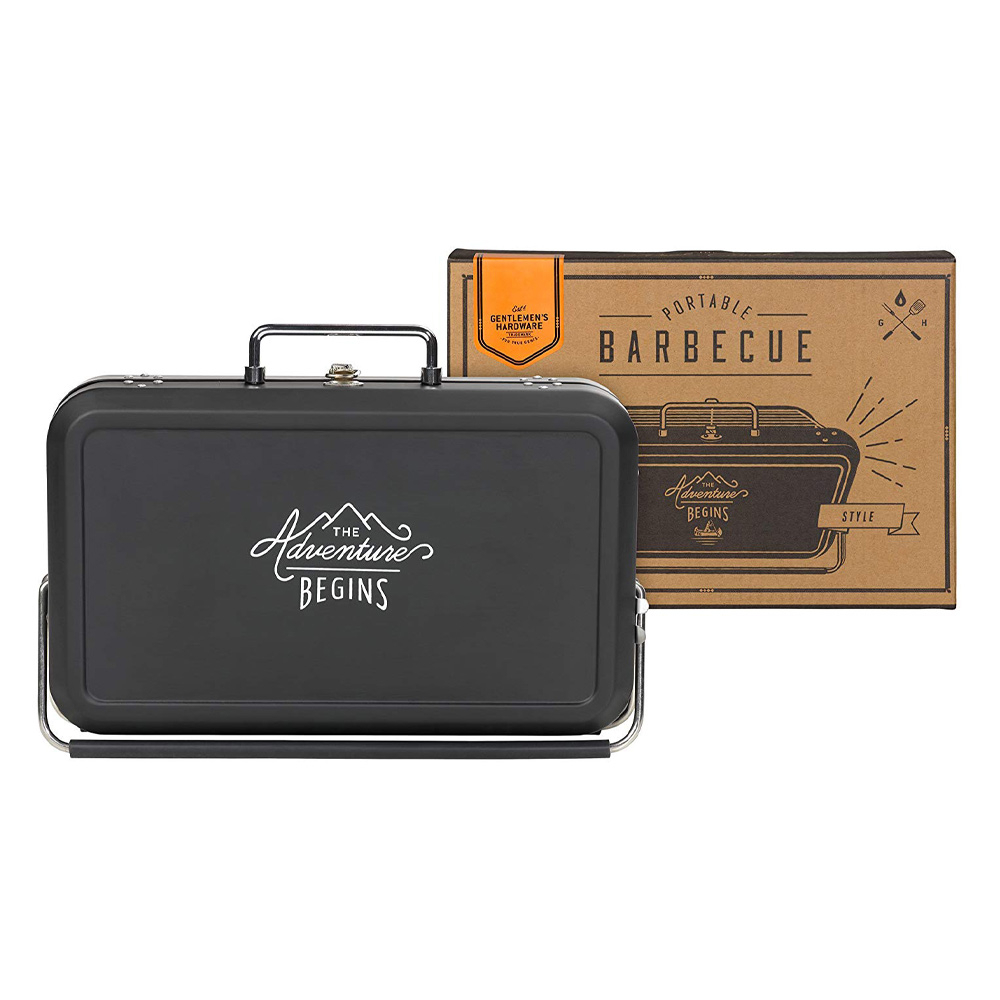 Retro draagbare barbecue zwart