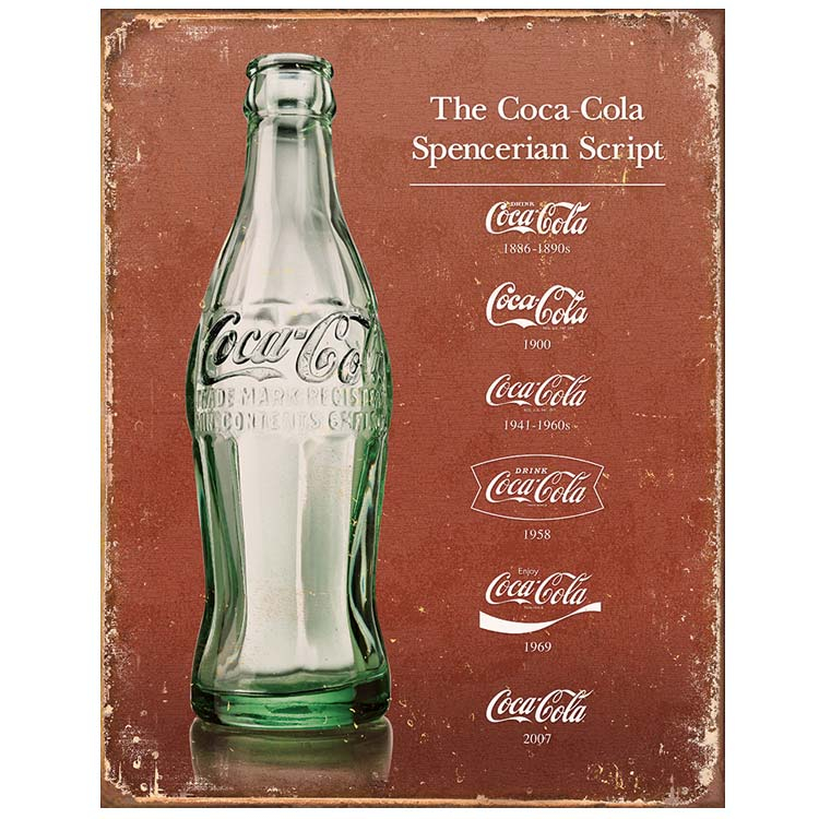 Metalen Retro Bord Coca Cola Script Heritage
