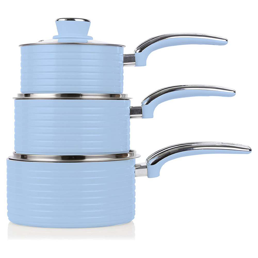 Swan retro pannenset van 5 blauw Swan retro pannenset van 5 blauw