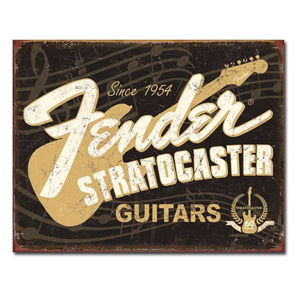 Metalen Retro Bord Fender Stratocaster Guitars