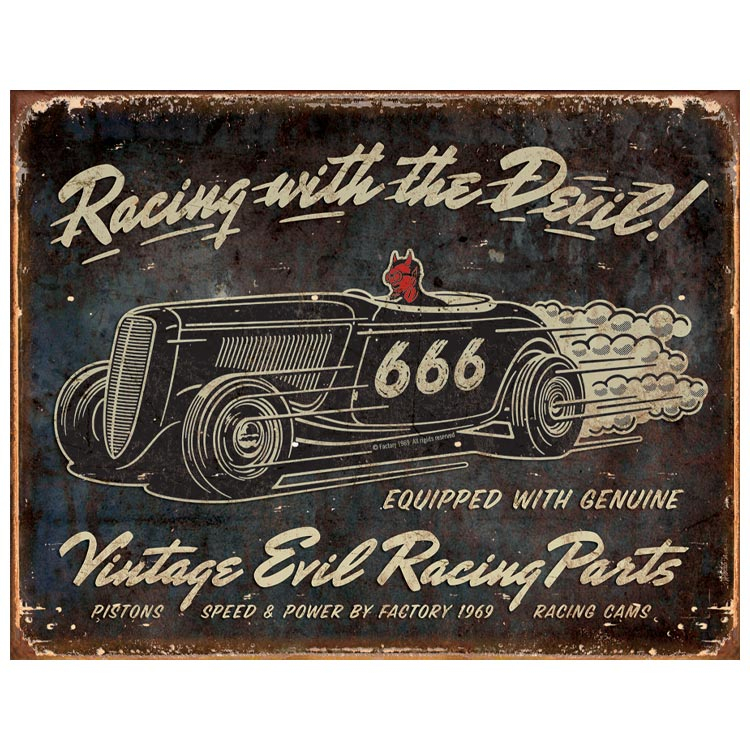 Metalen retro bord - Vintage Evil Racing