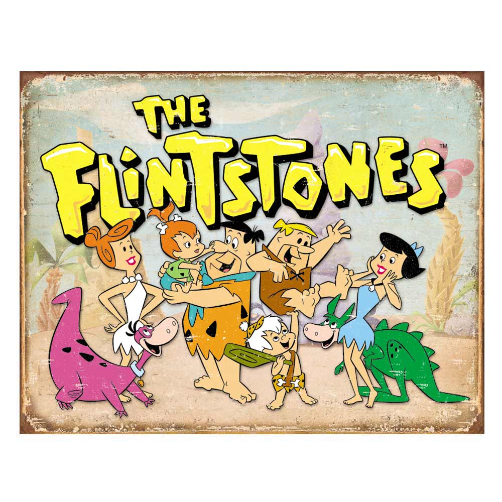 Metalen Retro Bord The Flintstones Family