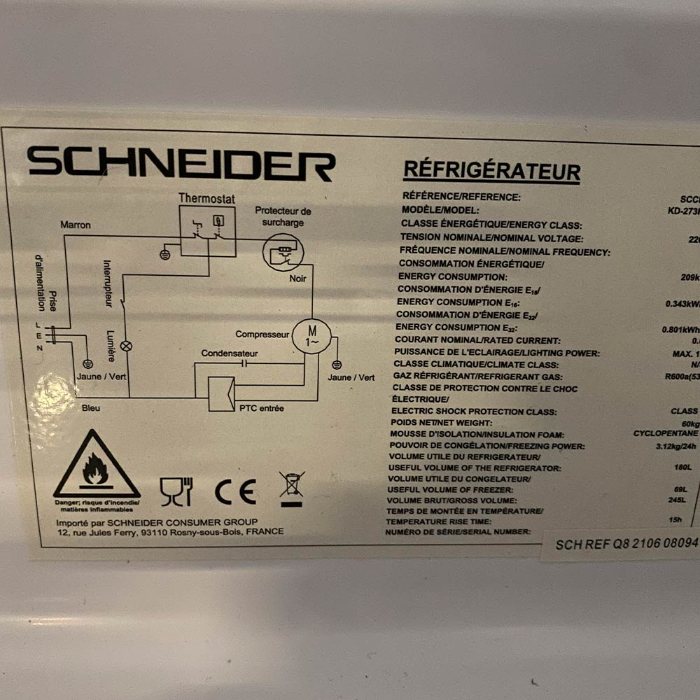 Schneider SCCB 250 V Retro Koelkast Light Blue 2e kans