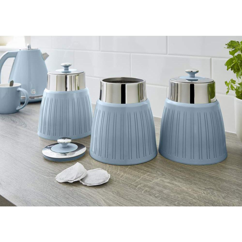 Retro opbergblikken set van 3 blauw
