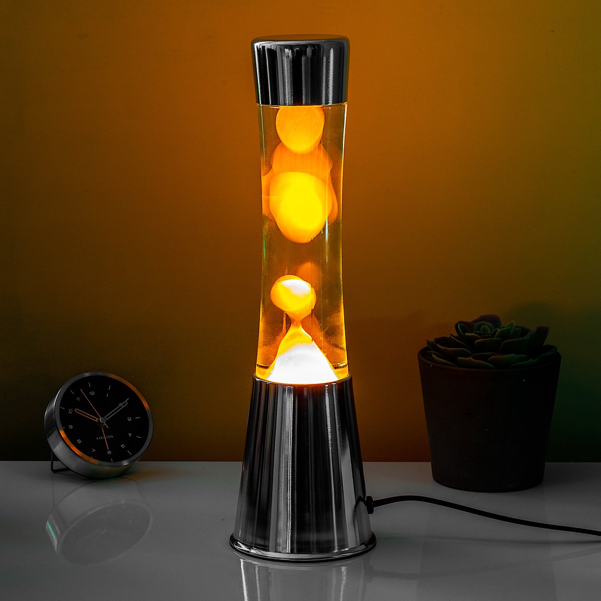 Fisura Retro Lavalamp chroom oranje