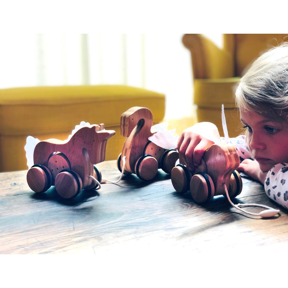 Kinderfeets Houten Speelgoed Bamboo Trekfiguur Konijn