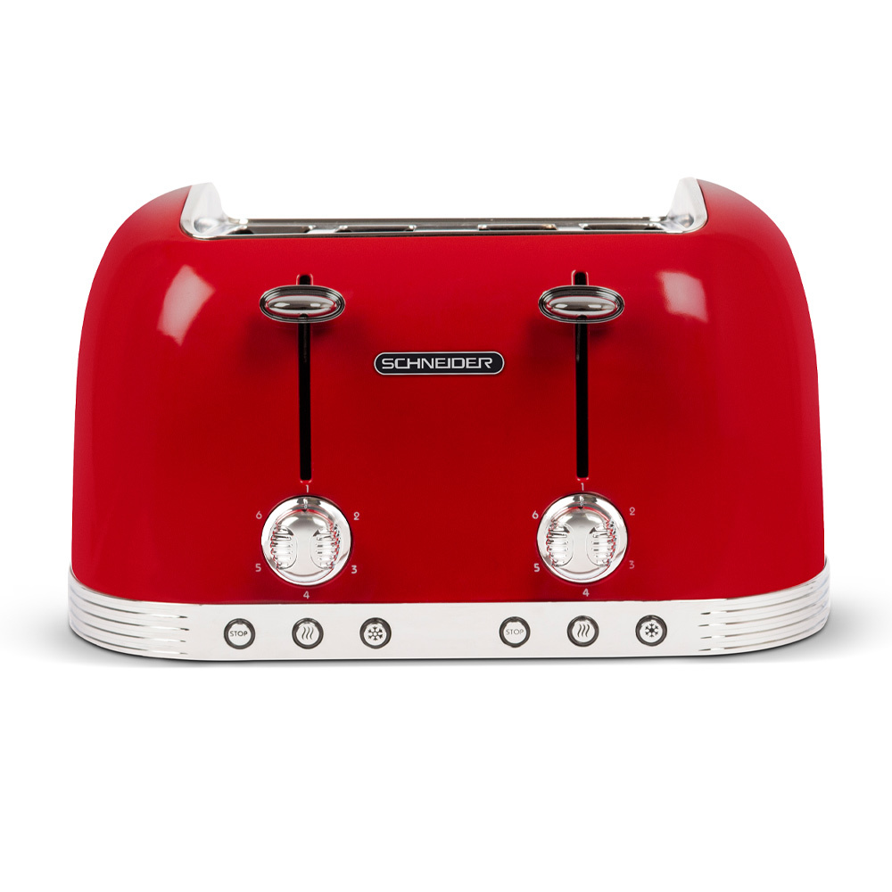 4-Slots retro broodrooster fire red