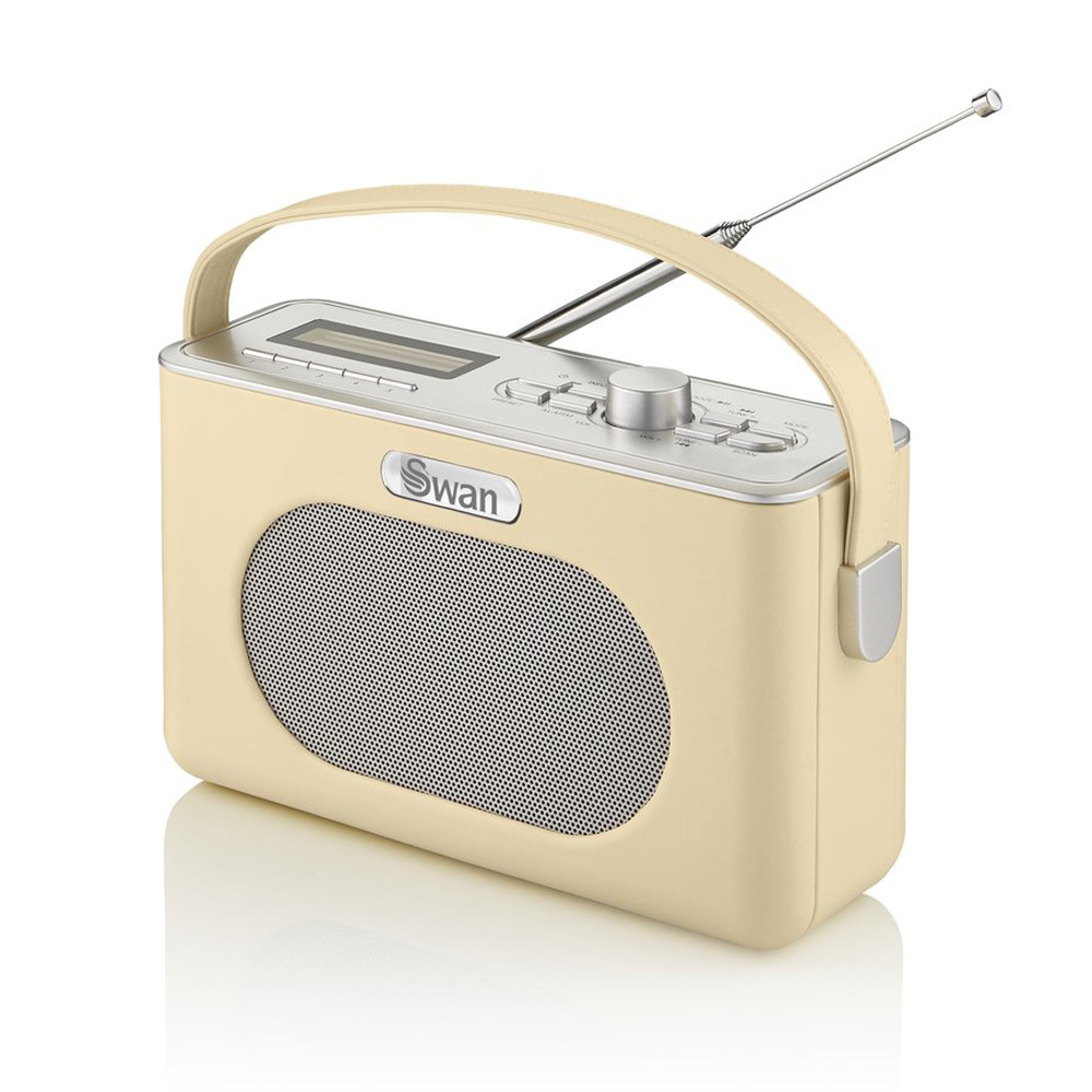 Swan draagbare retro radio DAB+ bluetooth creme