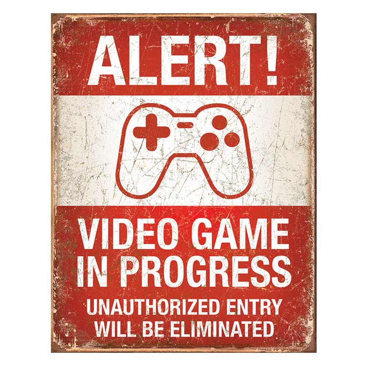 Metalen retro bord video game in progress