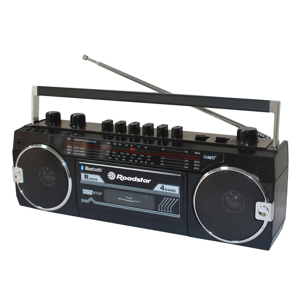 Roadstar RCR 3025 Retro Radio USB Ghettoblaster Bluetooth Zwart
