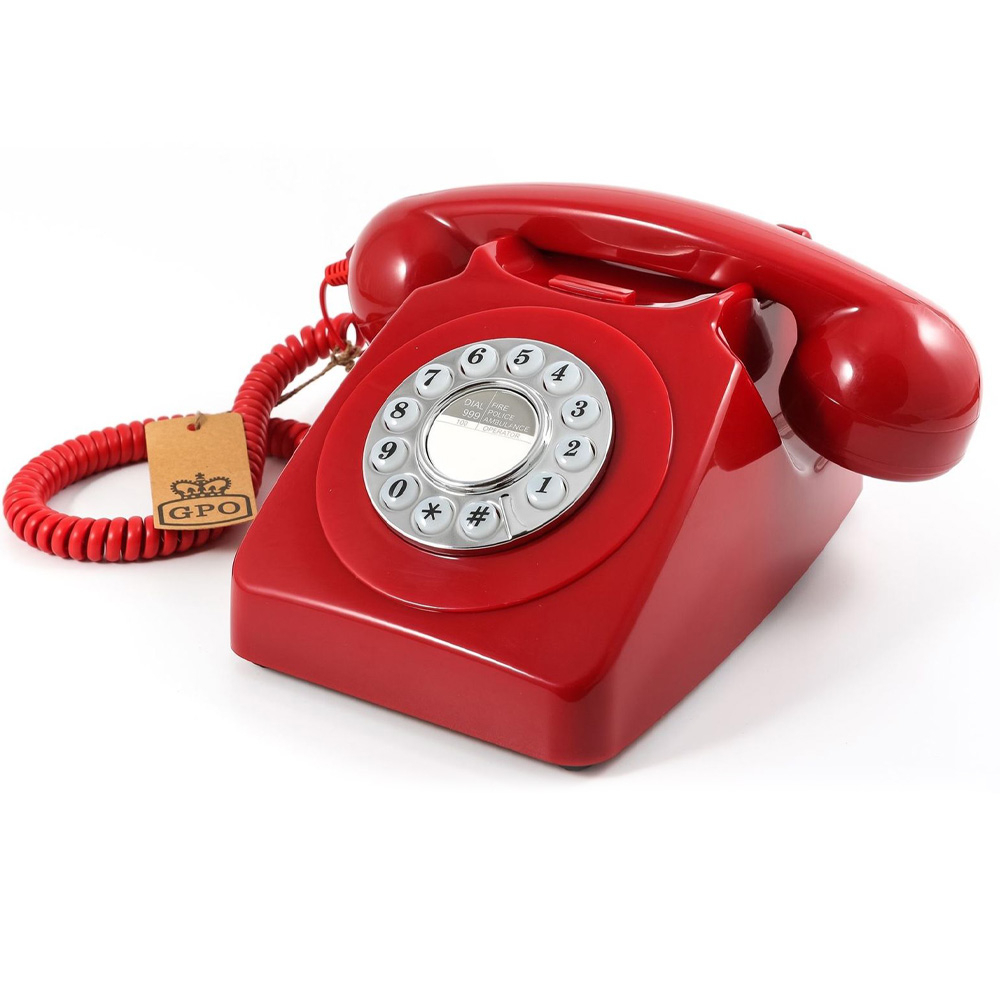 Druktoets retro telefoon rood