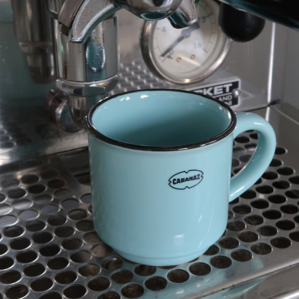 Retro espressokopje emaille  geinspireerd arctic blue