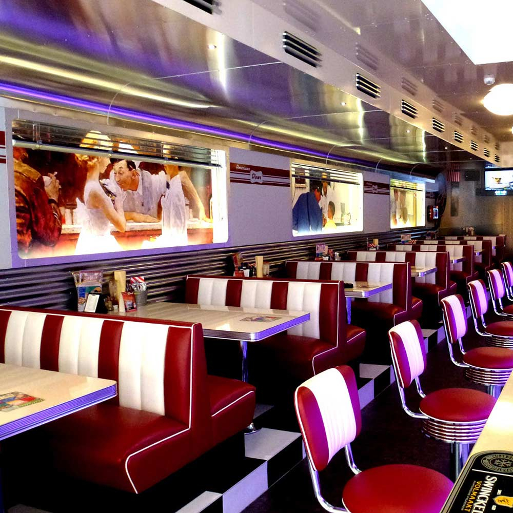 Bel Air Dinerbank Double Booth HW-120DB Ruby