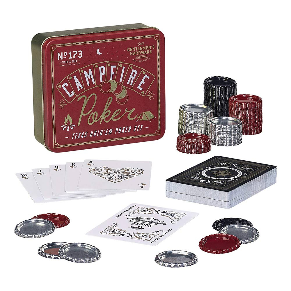Retro kampvuur games Texas hold 'em poker set