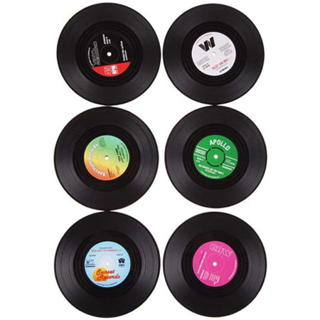 Retro vinyl onderzetters set van 6 Retro vinyl onderzetters set van 6