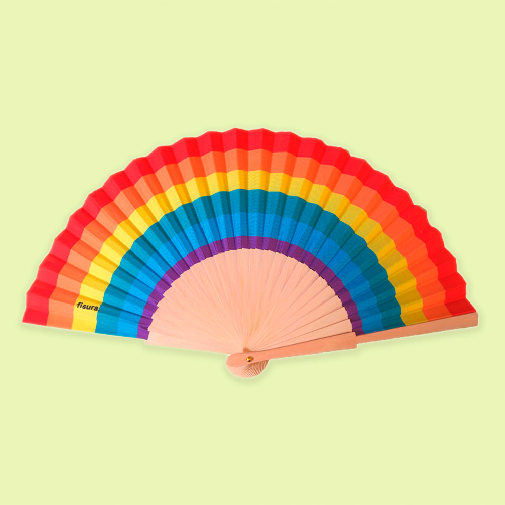 Waaier rainbow Japanse handwaaier met regenboog print