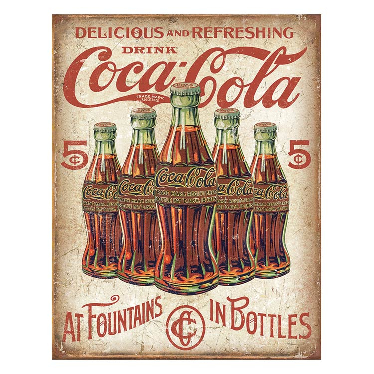 Metalen Retro Bord Coca Cola Retro Bottles