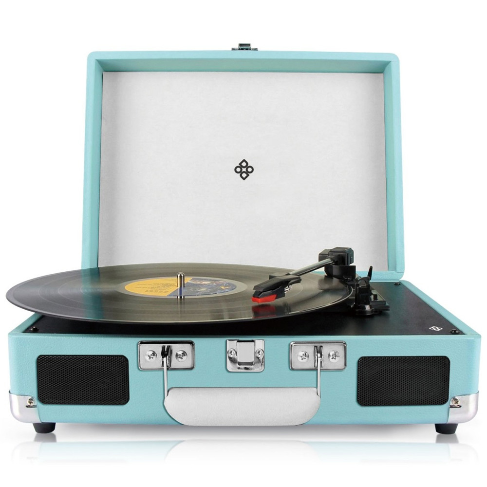 Dutch Originals Retro Platenspeler Turquoise - Met ingebouwde stereoluidsprekers en 3 afspeelsnelheden 
