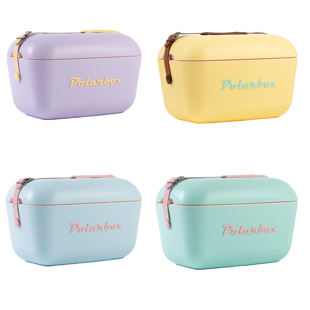 Polarbox retro koelbox paars met gele band - 12 liter - Duurzaam geproduceerde trendy koelbox