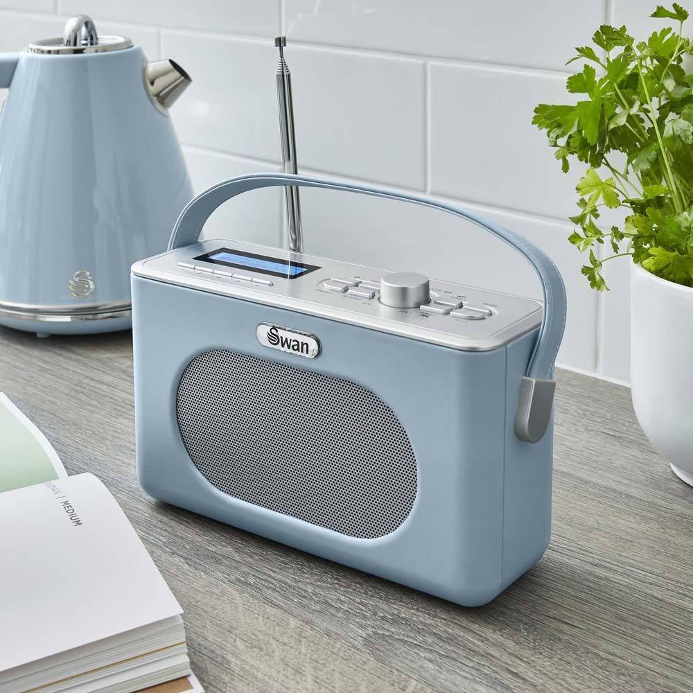 Swan Draagbare Retro Radio DAB+ Bluetooth Blauw