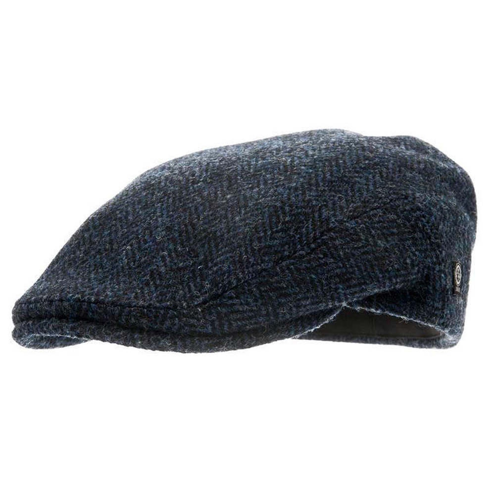 CTH Edward Sr Harris Tweed Flat Cap Blauw