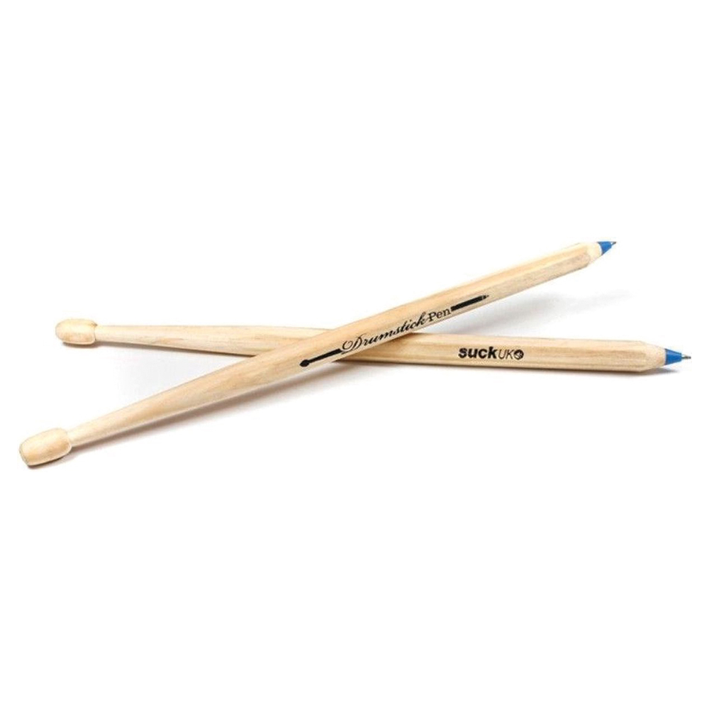 SUCK UK Drumstick Pens Blue Set van 2 Houten Drumstok Pennen - Schrijven en drummen tegelijk!
