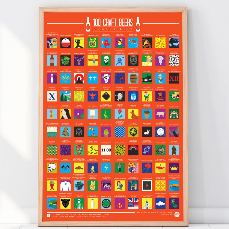 Bucket list craft beer poster - 100 bier kraskaart