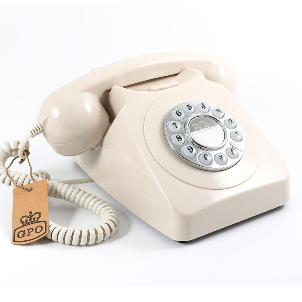 Druktoets retro telefoon ivoor