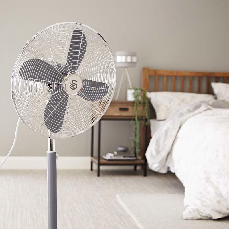 16 Inch retro vloerventilator grijs