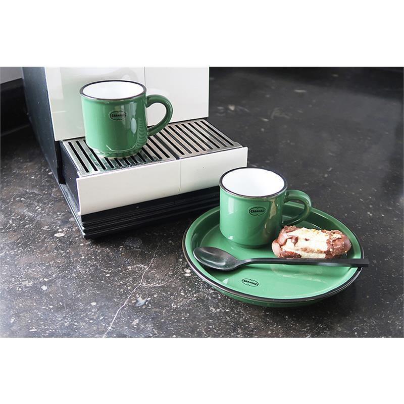 Retro espressokopje emaille  geinspireerd pine green