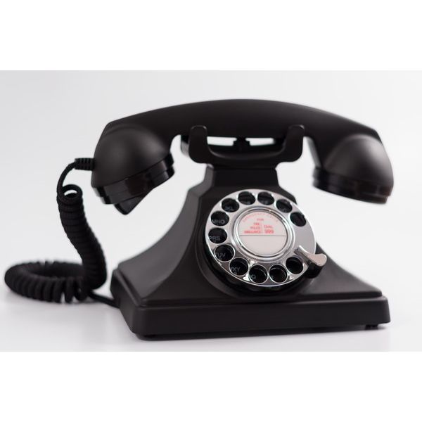 Draaischijf retro telefoon zwart