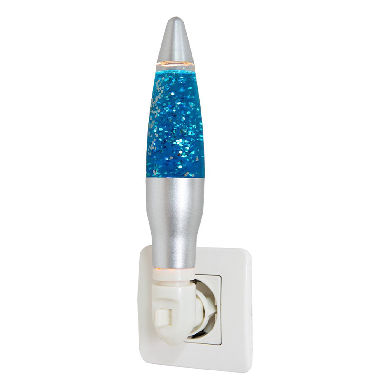 Retro LED nachtlamp glitter blue liquid