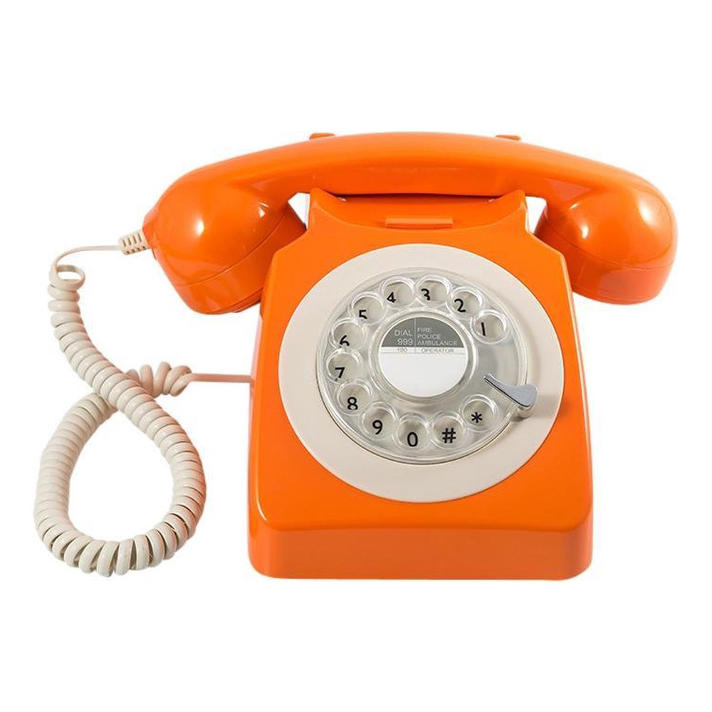 Draaischijf retro telefoon oranje