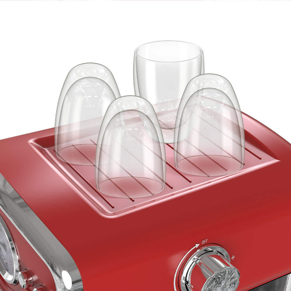TurboTronic ZEspresso TT-CM22 Retro Espressomachine Rood TurboTronic ZEspresso TT-CM22 Retro Espressomachine Rood