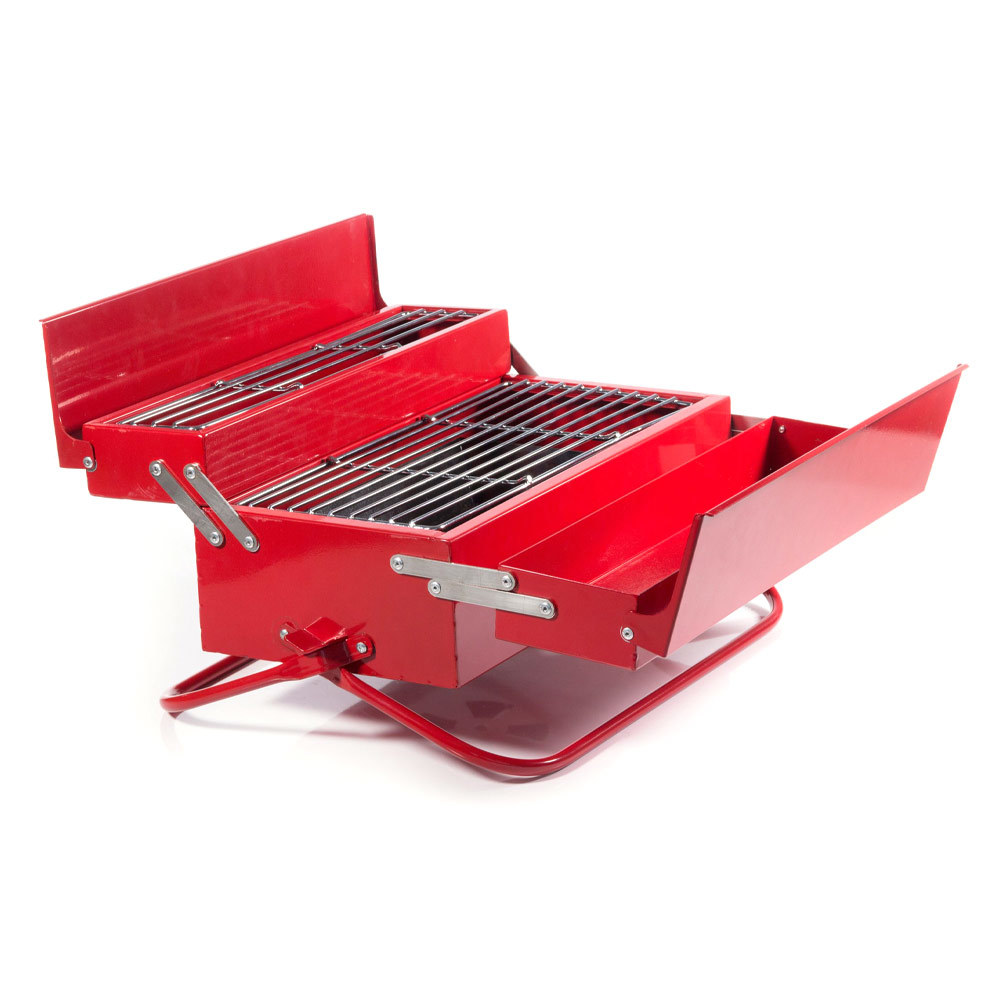 Retro draagbare barbecue rood