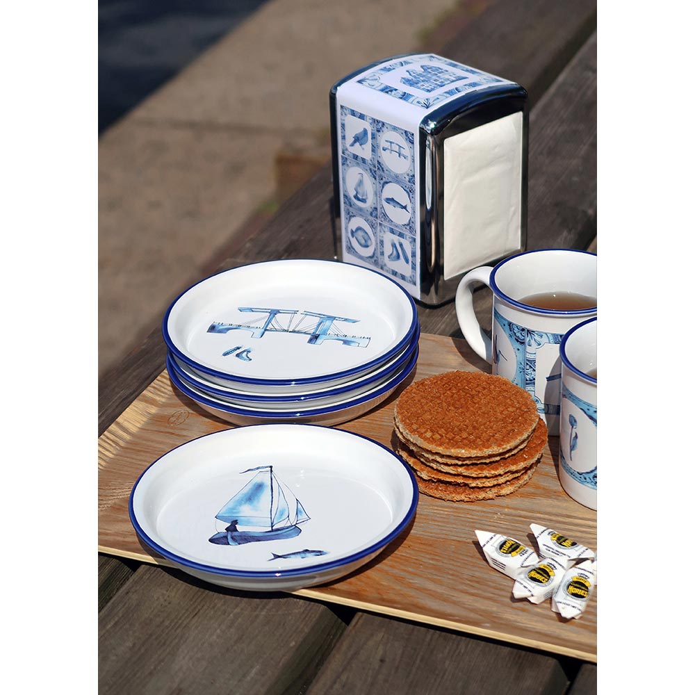 Cabanaz retro bordenset Delfts Blauw | Set van 4 borden 