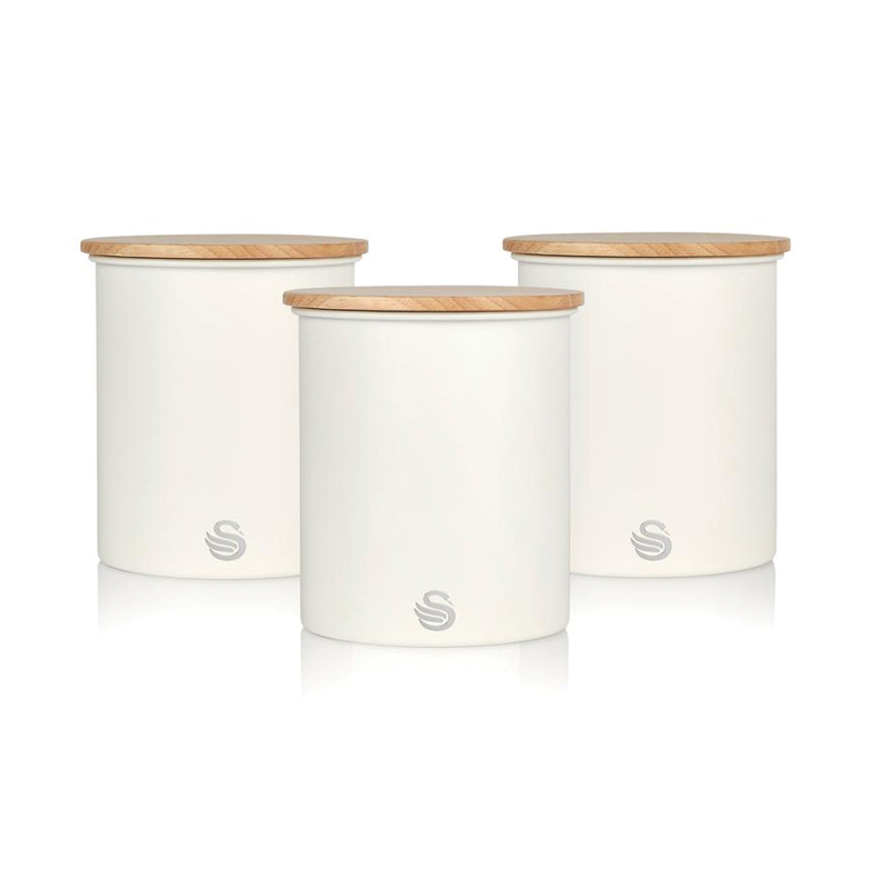 Swan retro opbergblikken set van 3 wit