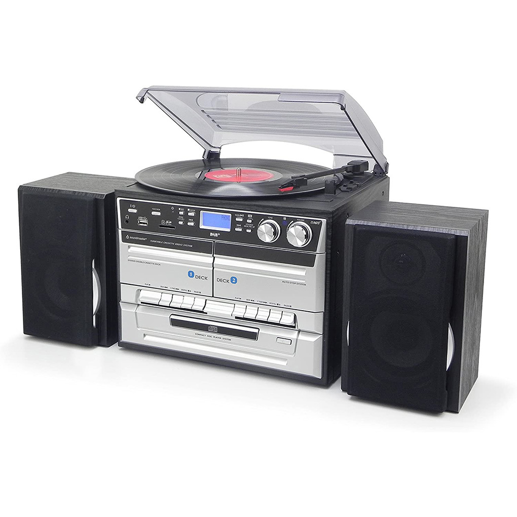 Soundmaster MCD5500SW bluetooth platenspeler met CD-speler DAB FM radio zilver