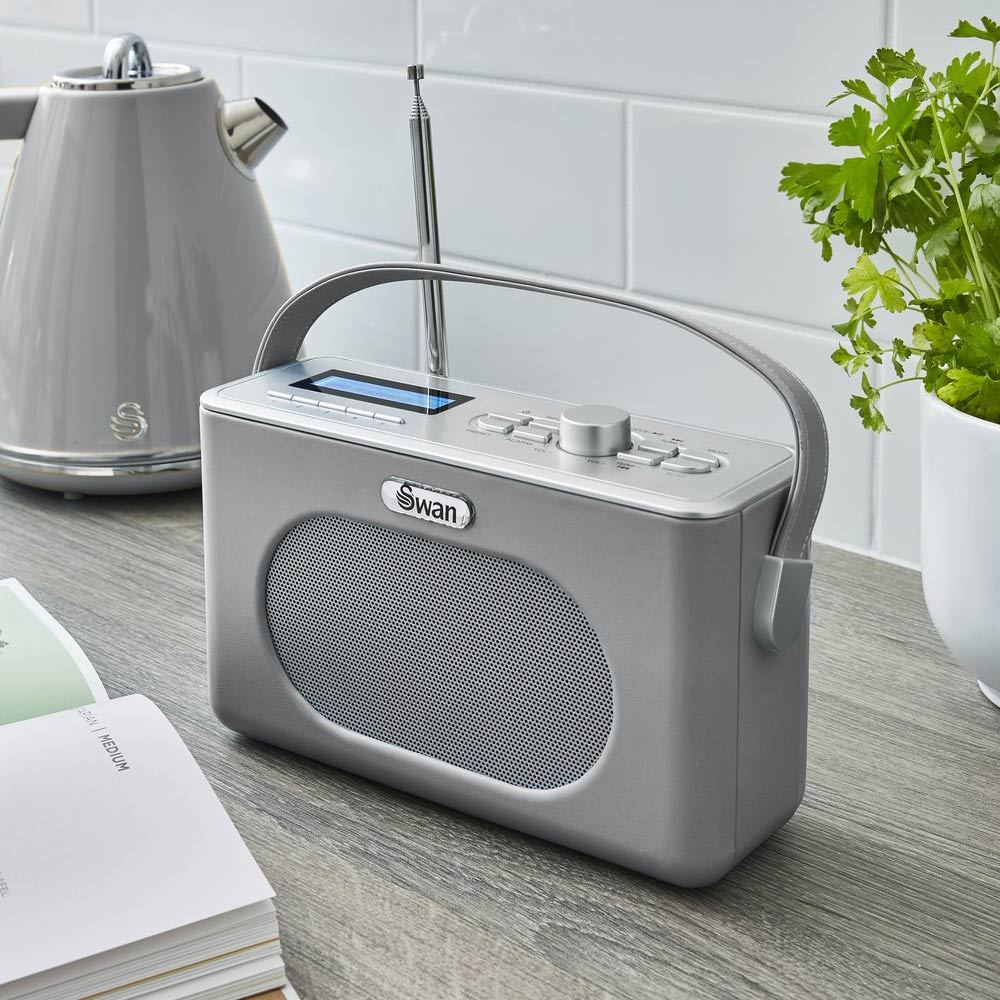 Swan Draagbare Retro Radio DAB+ Bluetooth Grijs