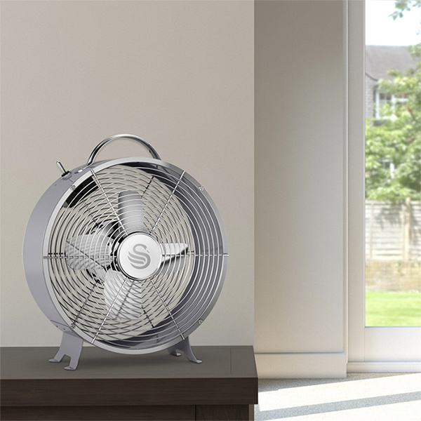 Retro tafelventilator 8 inch grijs