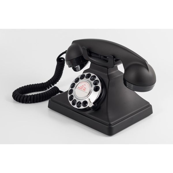 Draaischijf retro telefoon zwart