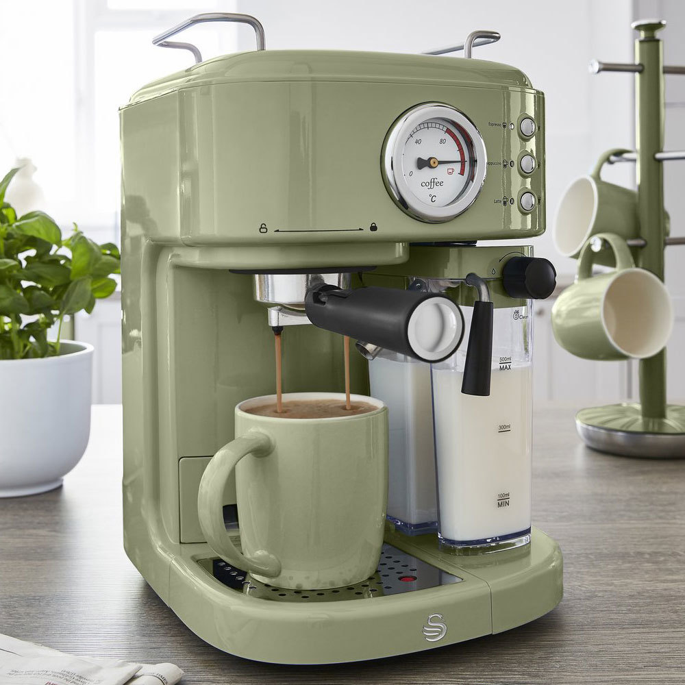Swan one-touch retro espressomachine groen