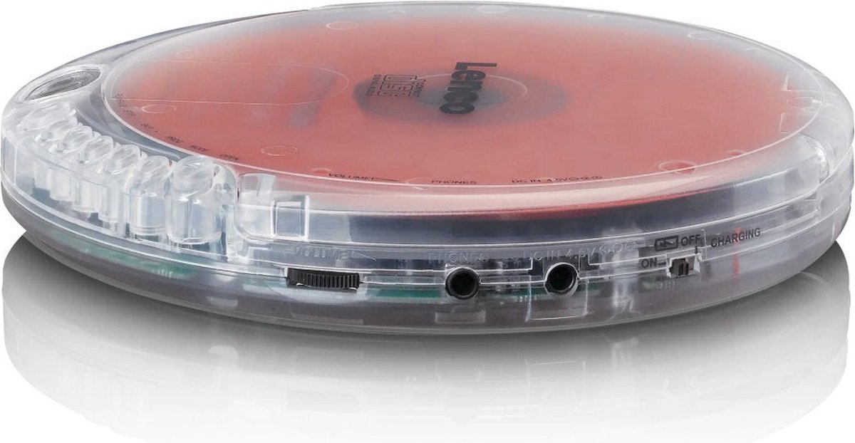 Lenco CD-012TR Discman - Draagbare CD Speler met Oordopjes - Transparant
