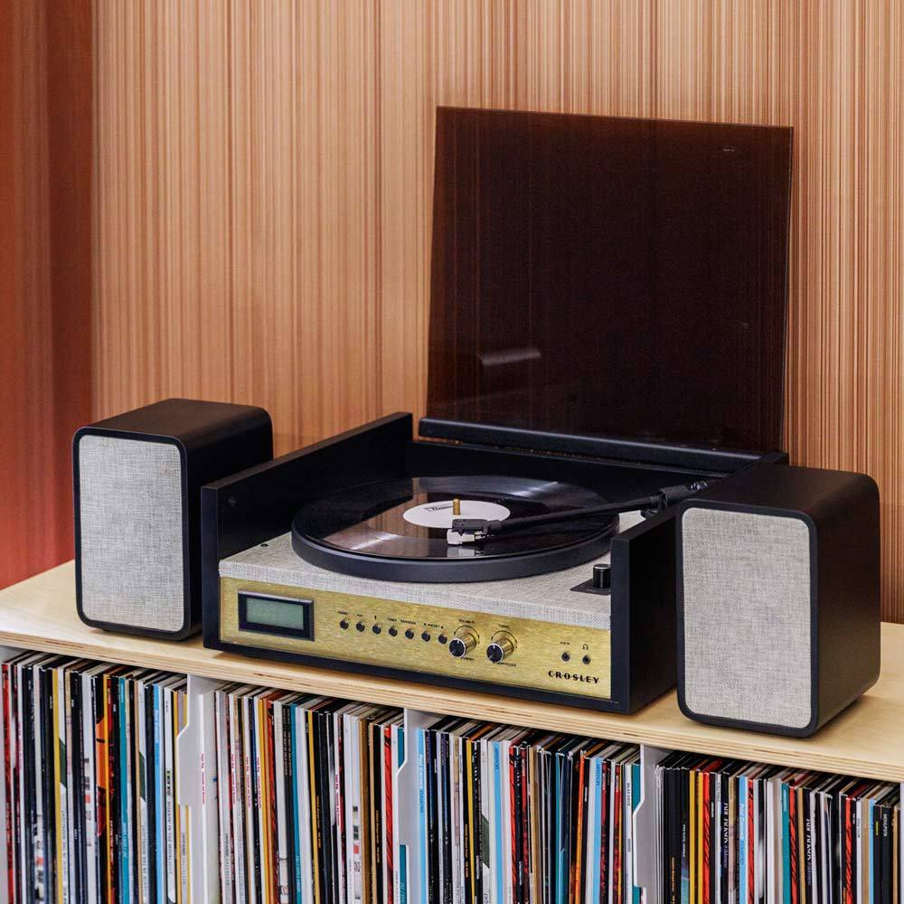 Crosley Coda Retro Bluetooth Platenspeler met Externe Luidsprekers Zwart