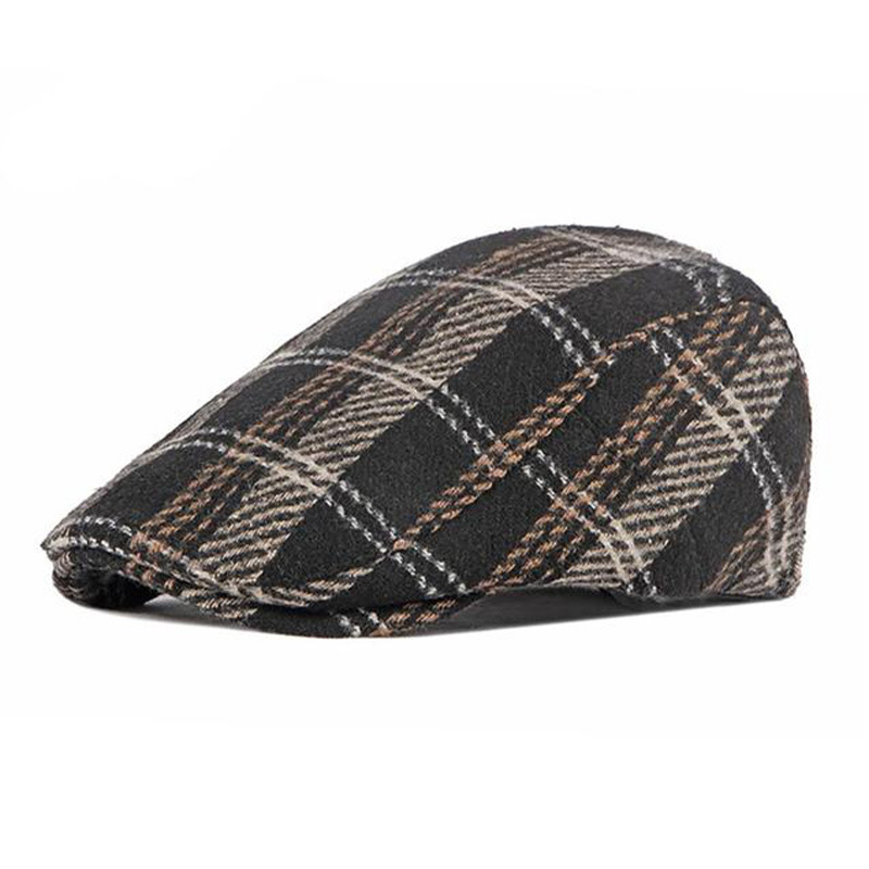 Cardiff 1962 Flat Cap One Size Zwart - Warme en comfortabele platte pet met ruitpatroon