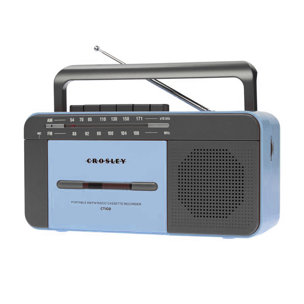 Crosley CT102A retro portable radio cassettespeler bluetooth blauw